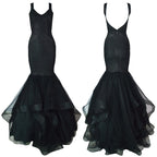 Black Mermaid Tulle Gown with Sequin Skirt H2571