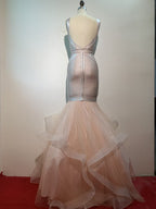 Black Mermaid Tulle Gown with Sequin Skirt H2571