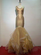 Black Mermaid Tulle Gown with Sequin Skirt H2571