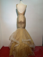 Black Mermaid Tulle Gown with Sequin Skirt H2571