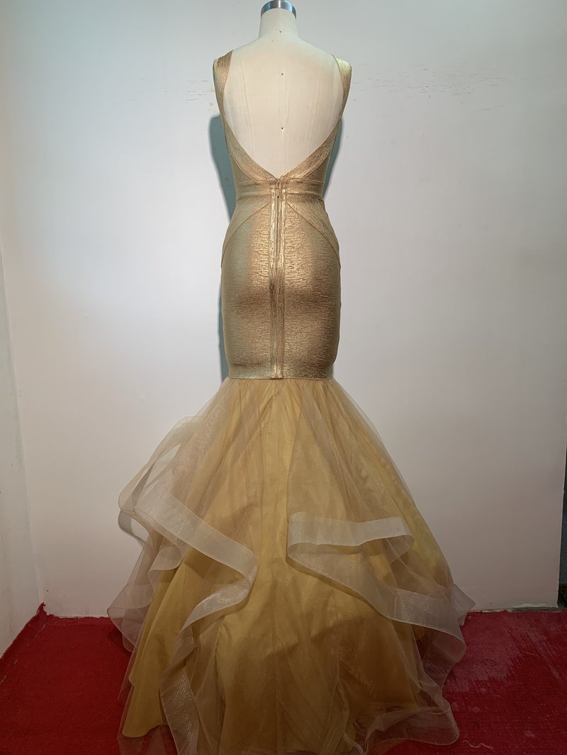 Black Mermaid Tulle Gown with Sequin Skirt H2571