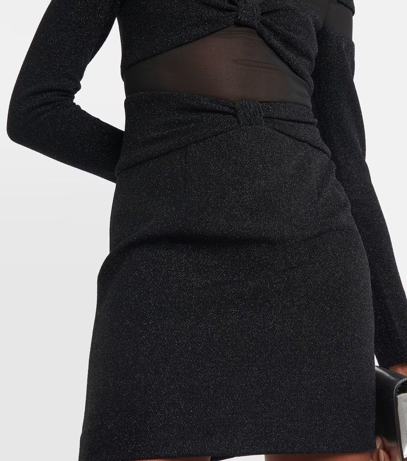 Black Mesh Panel Long Sleeve Mini Dress H6163