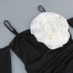 Black Off-Shoulder Floral Maxi Dress H6348