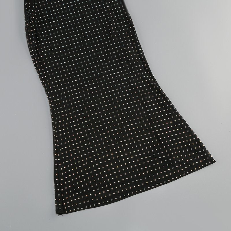 Black Polka Dot Flared Midi Dress H6265