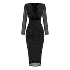 Black Polka Dot Flared Midi Dress H6265