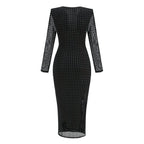 Black Polka Dot Flared Midi Dress H6265