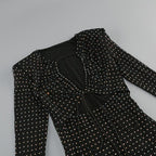 Black Polka Dot Flared Midi Dress H6265