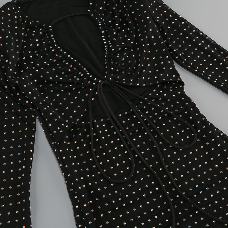 Black Polka Dot Flared Midi Dress H6265