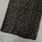 Black Polka Dot Ruched Midi Dress H6302