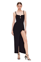Black Ribbed Cutout Maxi Dress H5991