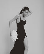 Black Ribbed Cutout Maxi Dress H5991