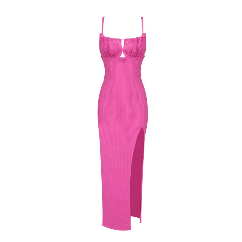 Black Ribbed Cutout Maxi Dress H5991