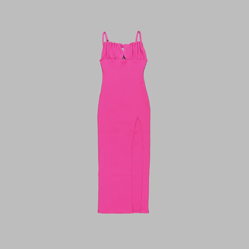 Black Ribbed Cutout Maxi Dress H5991