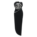 Black Rose Applique Bandage Dress H6439