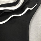 Black Rose Applique Bandage Dress H6439