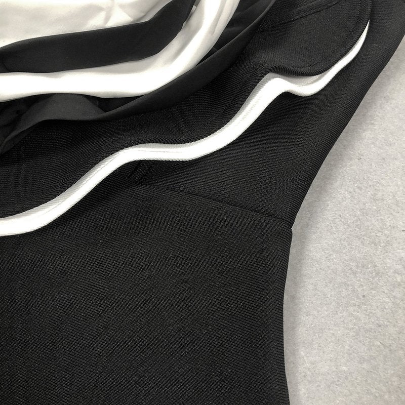 Black Rose Applique Bandage Dress H6439