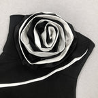 Black Rose Applique Bandage Dress H6439