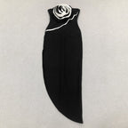 Black Rose Applique Bandage Dress H6439