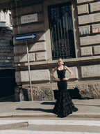 Black Rose Embellished Mermaid Gown H6845
