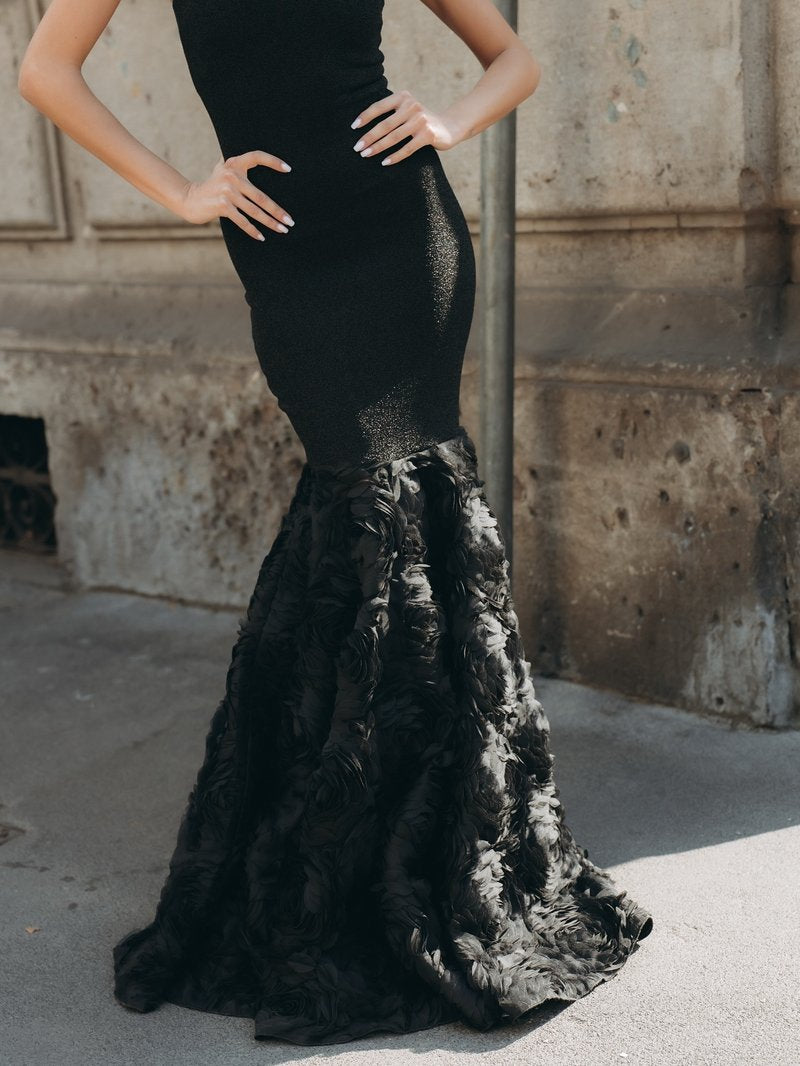 Black Rose Embellished Mermaid Gown H6845