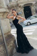 Black Rose Embellished Mermaid Gown H6845