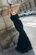 Black Rose Embellished Mermaid Gown H6845