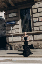 Black Rose Embellished Mermaid Gown H6845