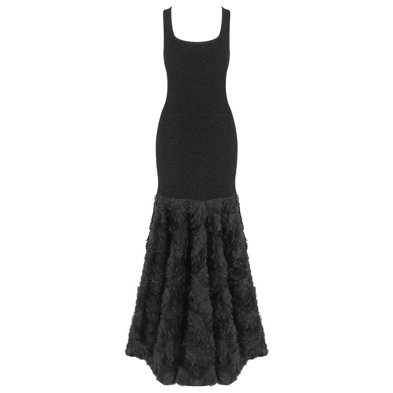 Black Rose Embellished Mermaid Gown H6845