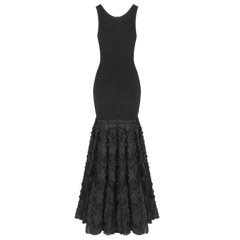 Black Rose Embellished Mermaid Gown H6845