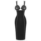 Black Rose Embellished Midi Dress H6376