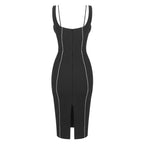 Black Rose Embellished Midi Dress H6376