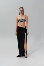 Black Rose Embellished Strappy Maxi Dress H6875