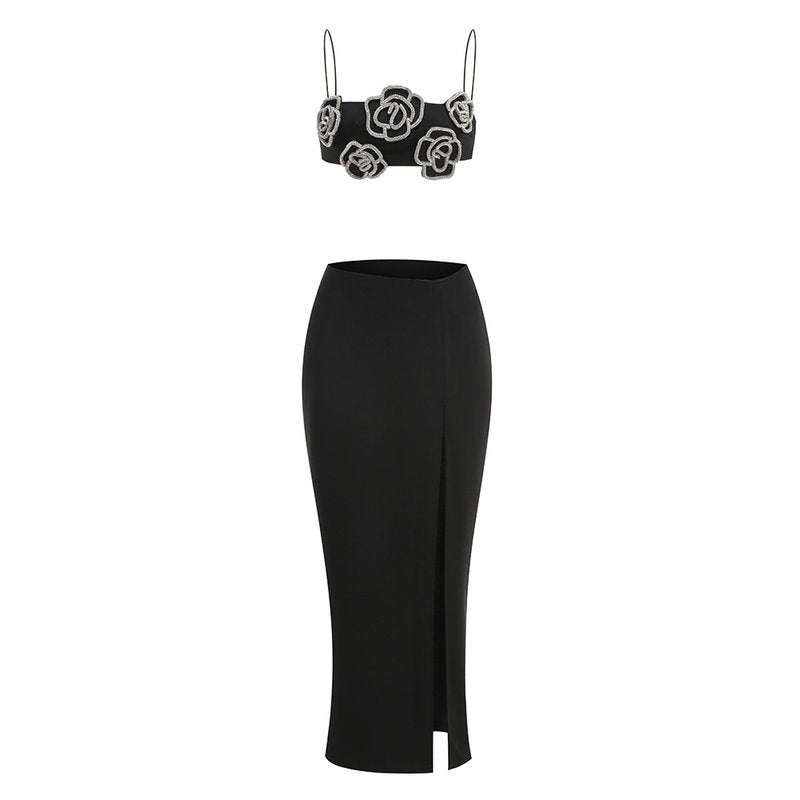 Black Rose Embellished Strappy Maxi Dress H6875