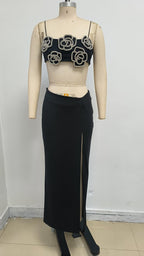 Black Rose Embellished Strappy Maxi Dress H6875