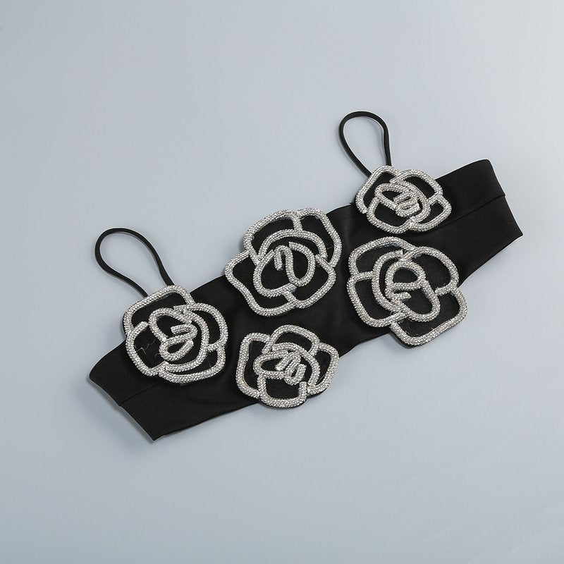 Black Rose Embellished Strappy Maxi Dress H6875