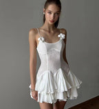 Black Ruffle Tiered Mini Dress H6329