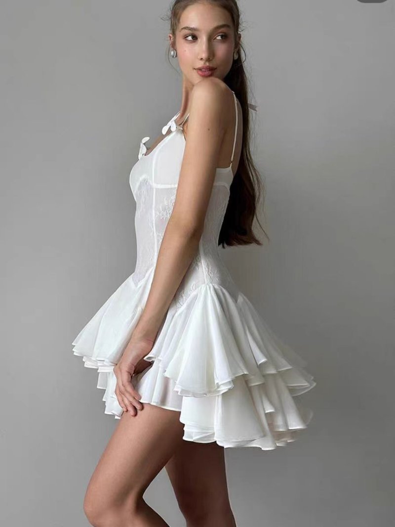 Black Ruffle Tiered Mini Dress H6329