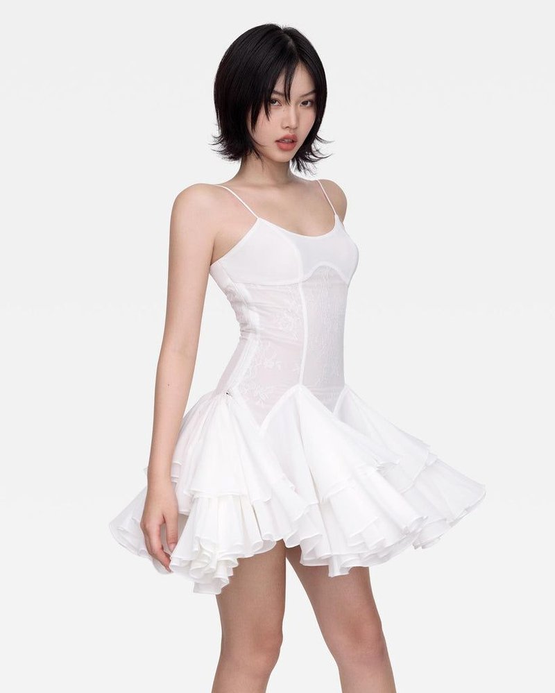 Black Ruffle Tiered Mini Dress H6329