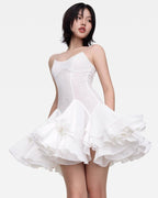 Black Ruffle Tiered Mini Dress H6329