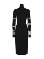 Black Sequin Sleeve Bodycon Dress H6083
