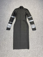 Black Sequin Sleeve Bodycon Dress H6083