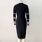 Black Sequin Sleeve Bodycon Dress H6083