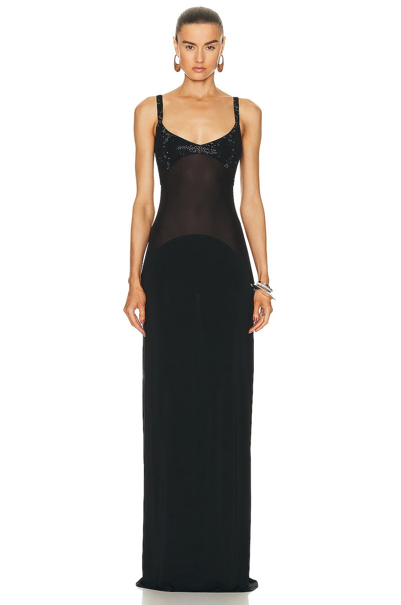 Black Sequin Spaghetti Strap Bodycon Dress H6044