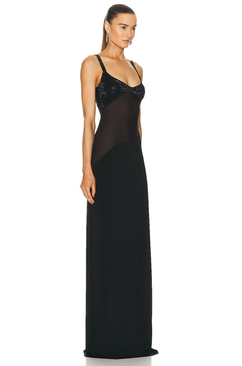 Black Sequin Spaghetti Strap Bodycon Dress H6044