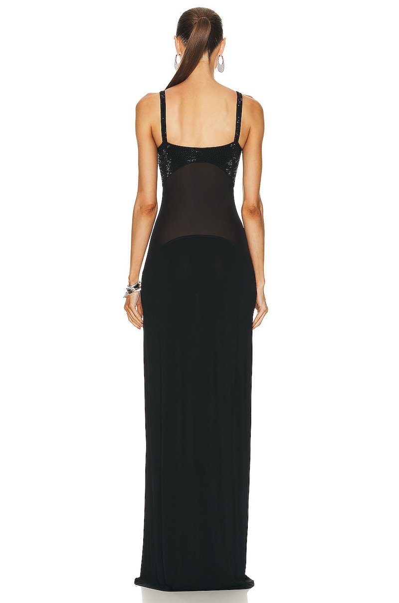 Black Sequin Spaghetti Strap Bodycon Dress H6044