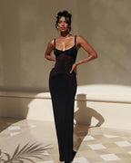 Black Sequin Spaghetti Strap Bodycon Dress H6044