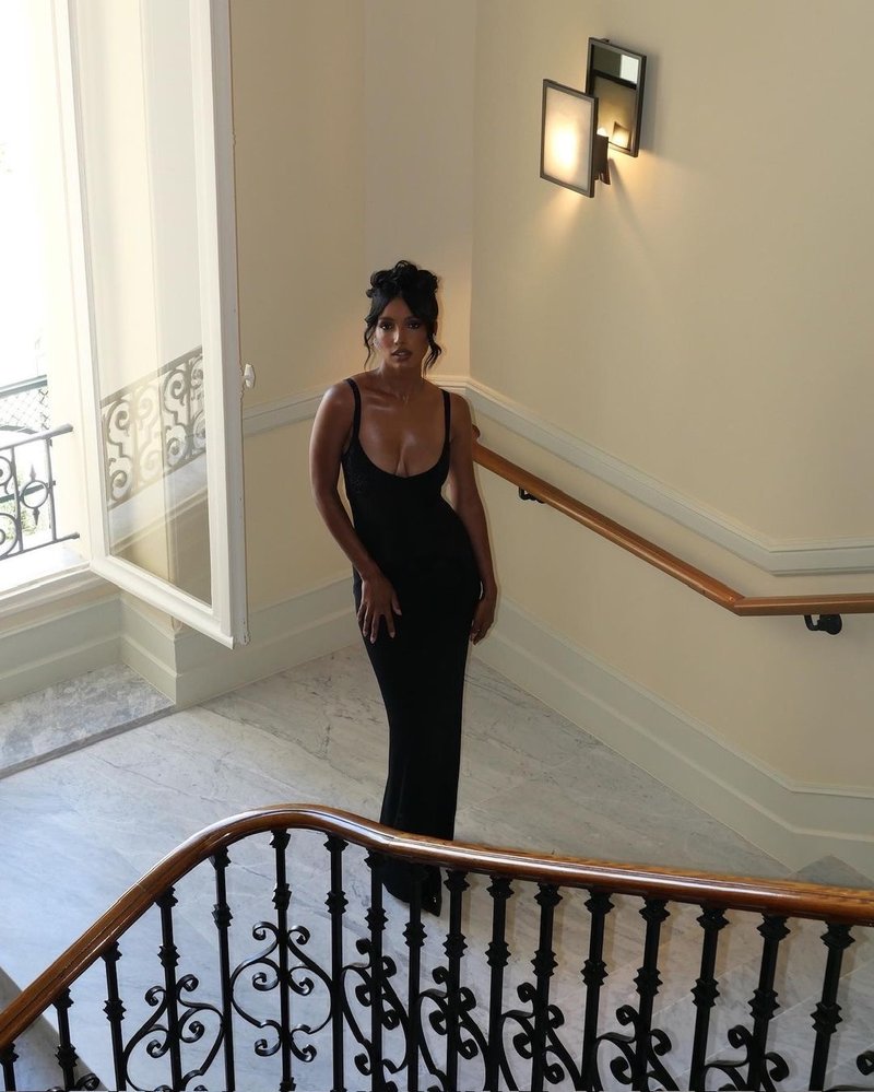 Black Sequin Spaghetti Strap Bodycon Dress H6044