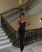 Black Sequin Spaghetti Strap Bodycon Dress H6044