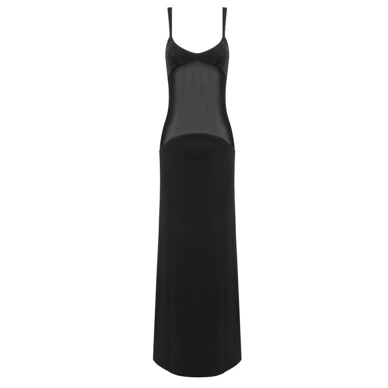 Black Sequin Spaghetti Strap Bodycon Dress H6044