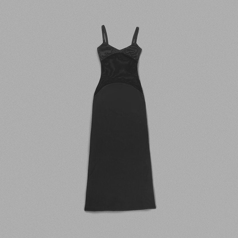 Black Sequin Spaghetti Strap Bodycon Dress H6044